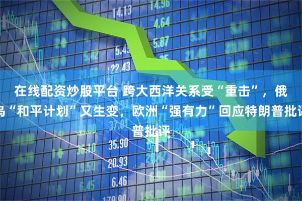 在线配资炒股平台 跨大西洋关系受“重击”，俄乌“和平计划”又生变，欧洲“强有力”回应特朗普批评