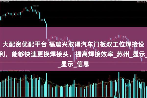 大配资优配平台 福瑞兴取得汽车门板双工位焊接设备专利，能够快速更换焊接头，提高焊接效率_苏州_显示_信息
